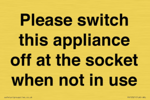 Please switch this appliance off at the socket when not in use